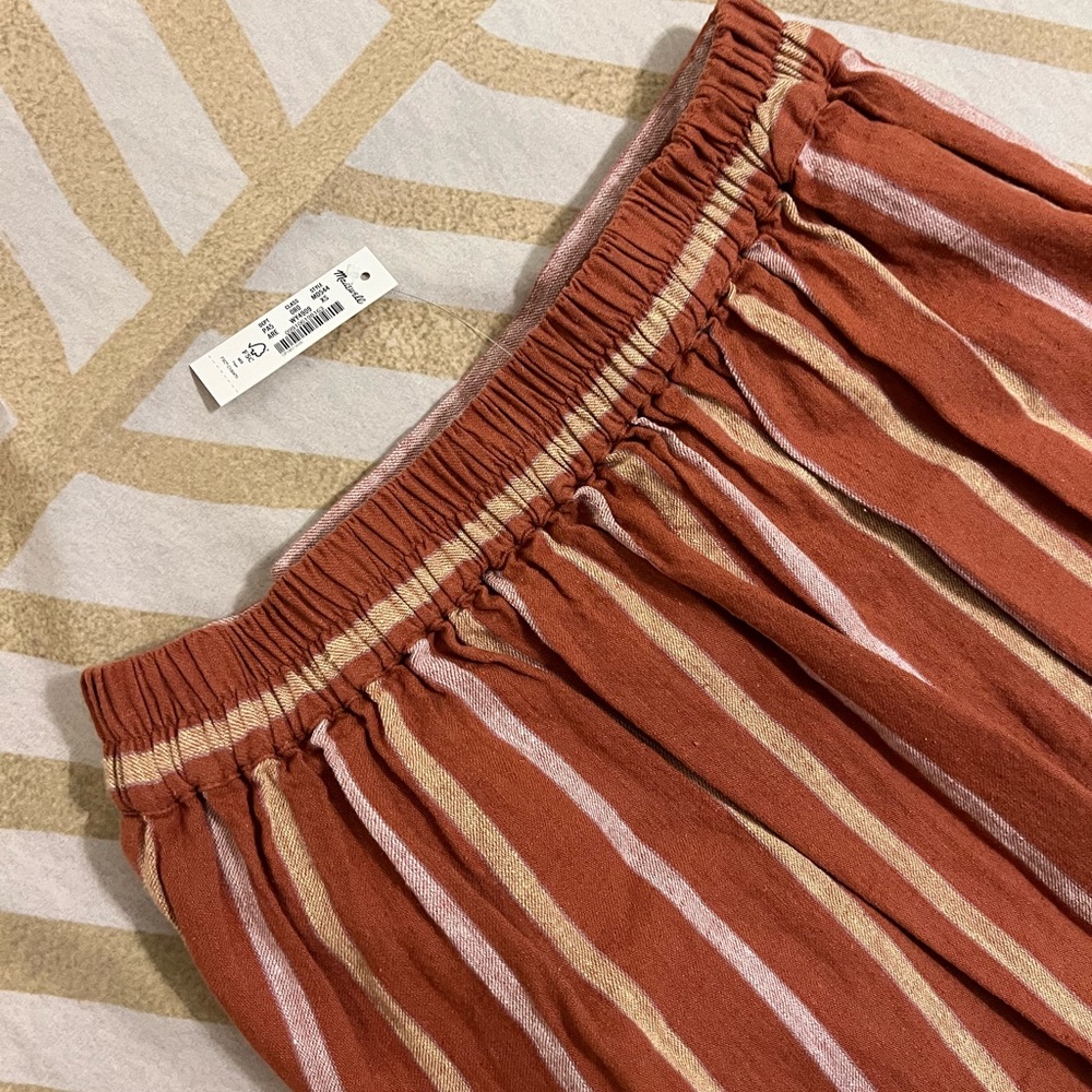 Madewelm Linen Cotton-Overlay Skirt in Stripe - Picture 3 of 6